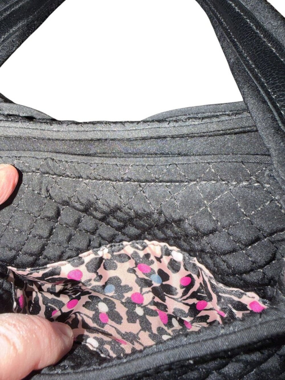 Vera Bradley Microfiber Polyester Black Mini Glenna Satchel Shoulter Bag Purse - Picture 8 of 13